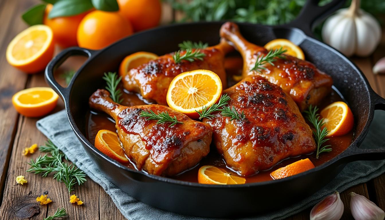 découvrez une recette facile et rapide de canard à l'orange en cocotte, parfaite pour un repas savoureux et chaleureux en toute simplicité.