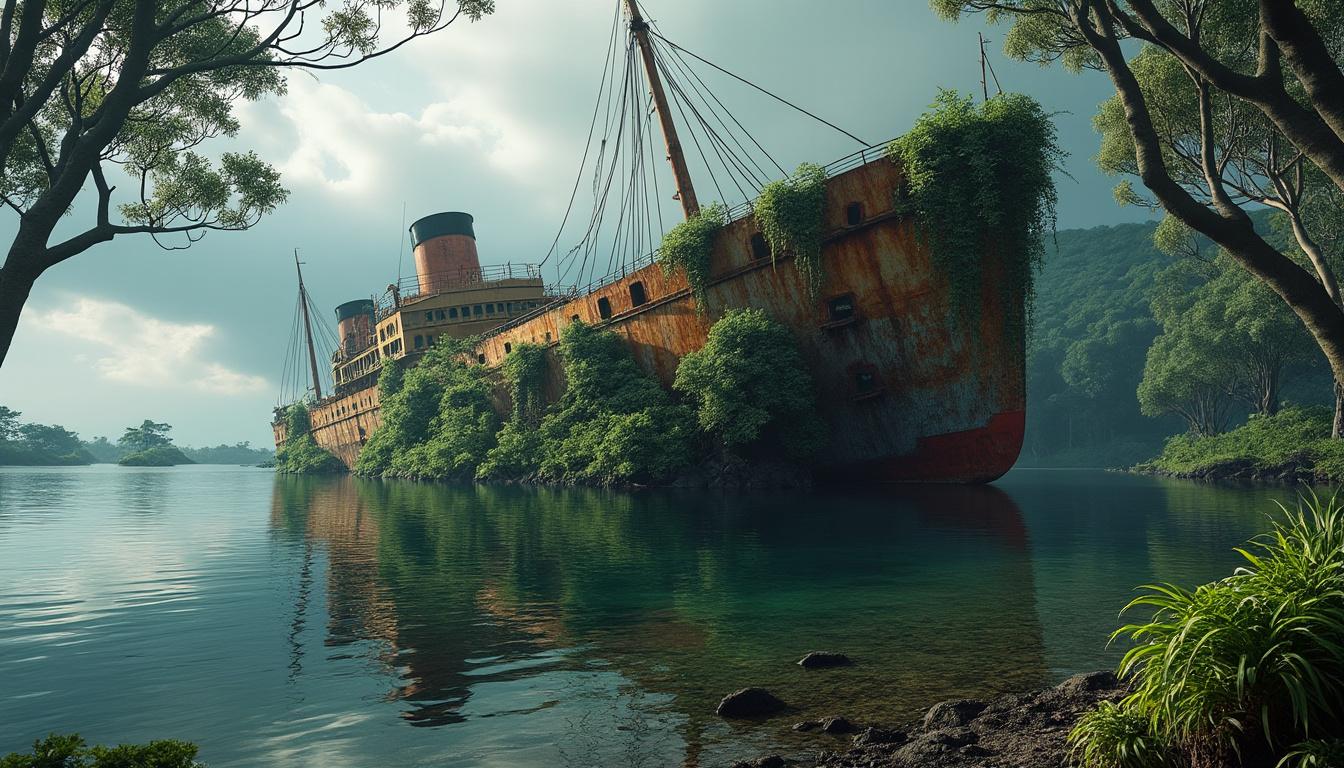 découvrez le mystère du ss ayrfield, la célèbre forêt flottante de sydney en australie, où la nature a repris ses droits sur un navire historique échoué.