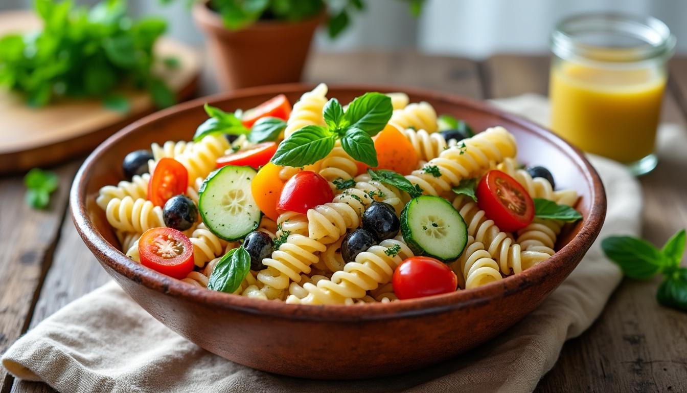 découvrez notre recette facile et gourmande de salade de pâtes à la sauce maison, parfaite pour un repas frais et savoureux en toute simplicité.