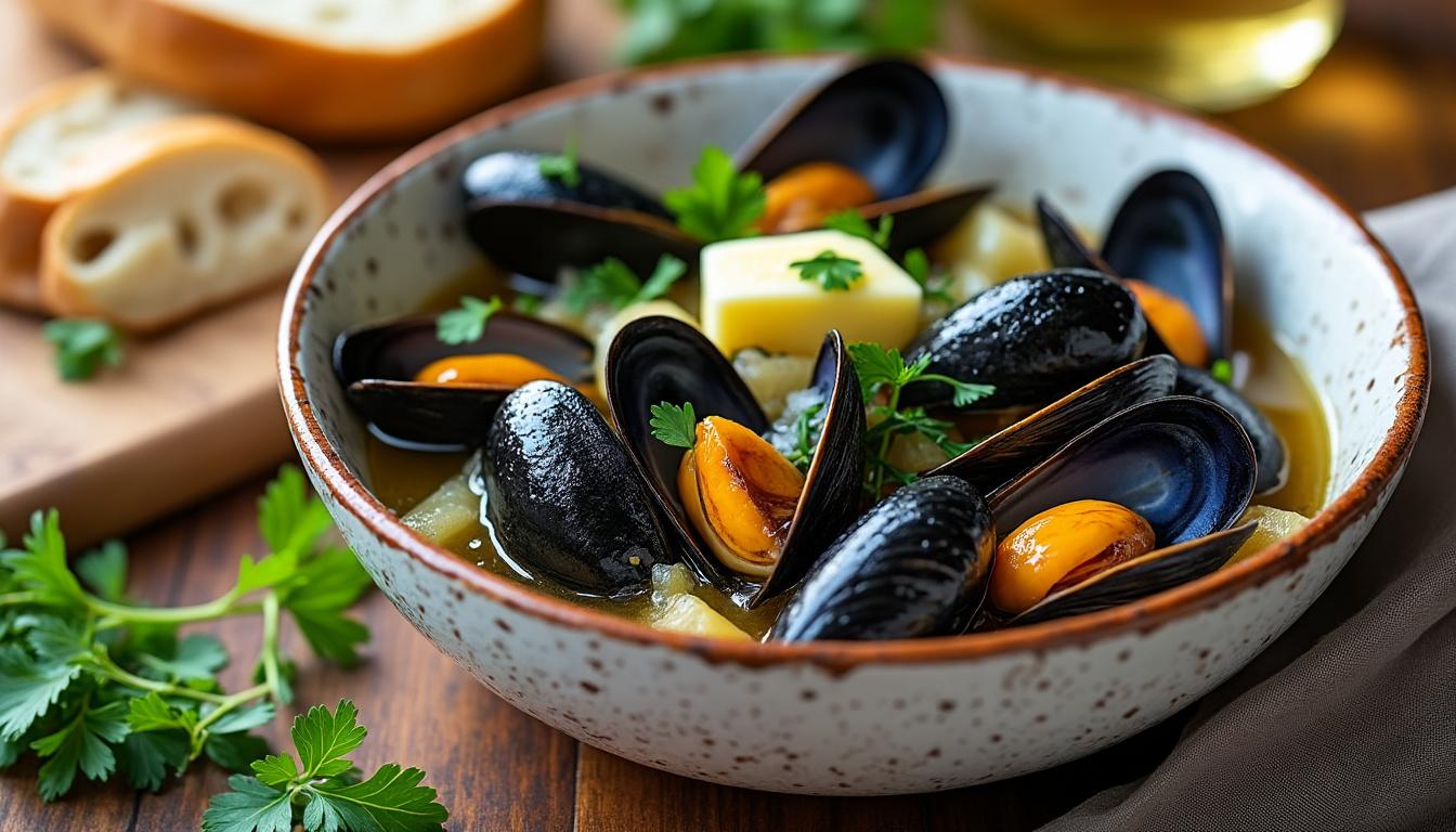 découvrez la recette traditionnelle facile des moules marinières façon grand-mère, un plat authentique et savoureux à préparer en toute simplicité.