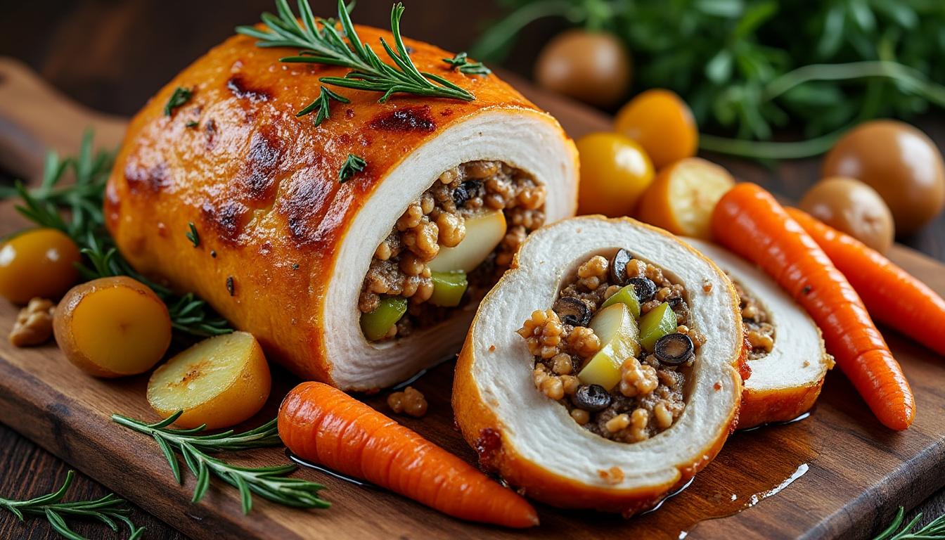 découvrez notre recette facile de rôti de chapon farci pour un plat savoureux. astuces pour une cuisson parfaite et un résultat fondant garanti !