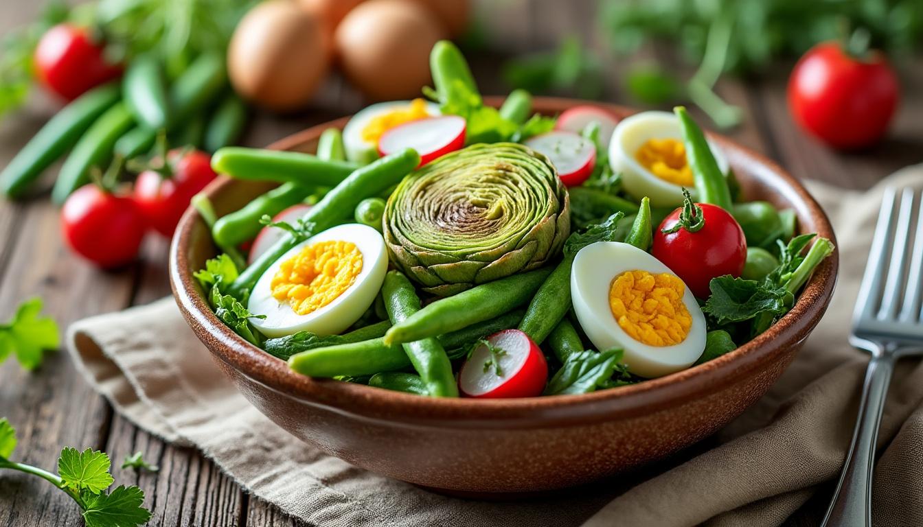 découvrez la recette traditionnelle provençale de la salade pascale, facile et rapide à préparer pour un plat savoureux et authentique.