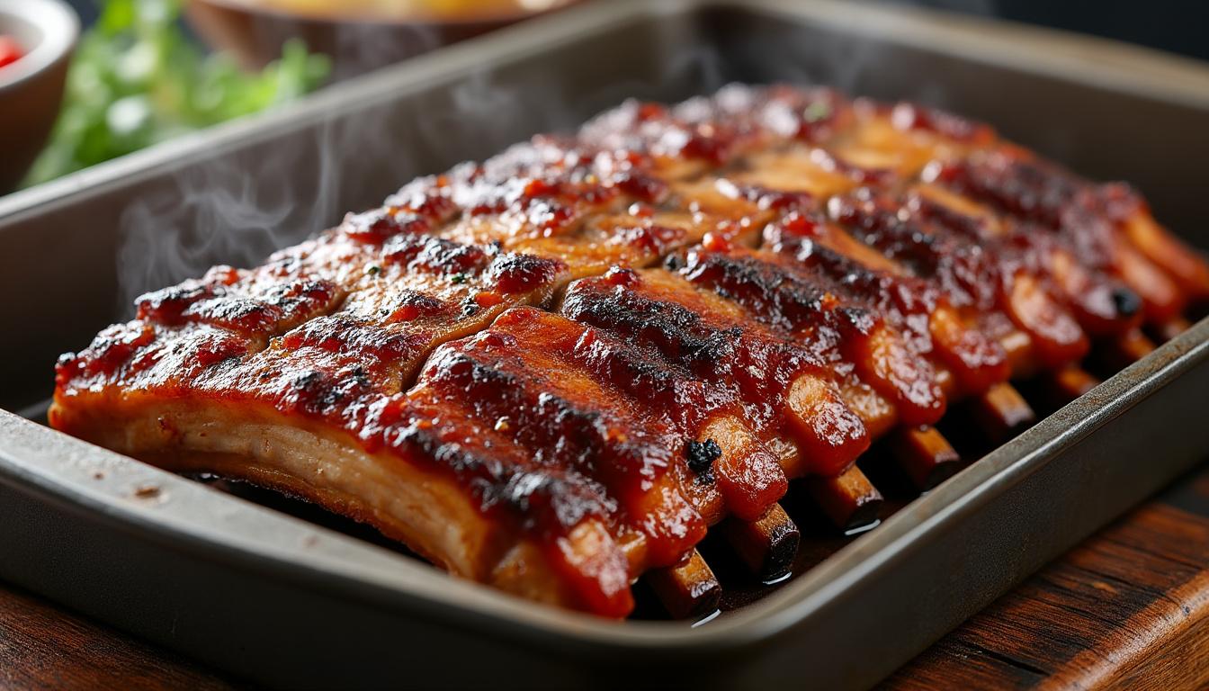 découvrez une recette facile de travers de porc fondant cuits lentement au four à basse température pour une viande tendre et savoureuse.