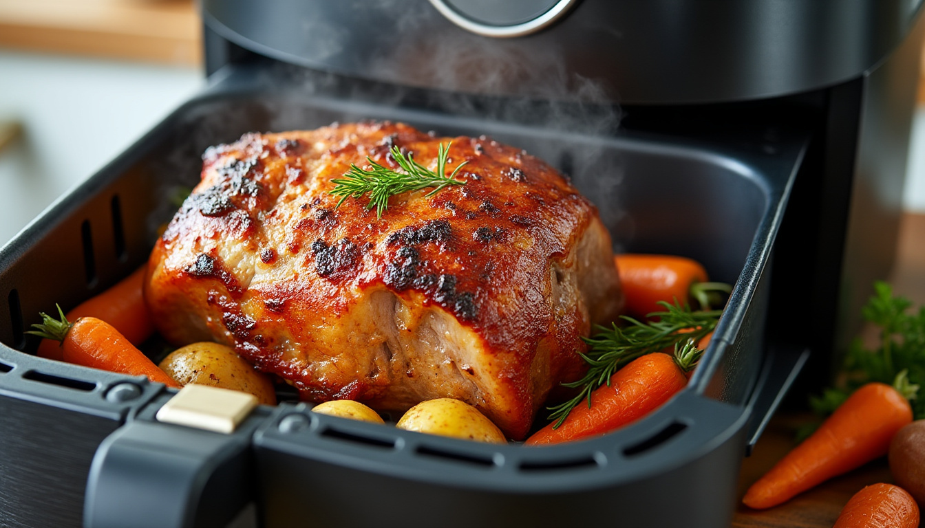 découvrez une recette simple et rapide de rôti de porc à l'air fryer, pour un plat juteux et savoureux à chaque cuisson.