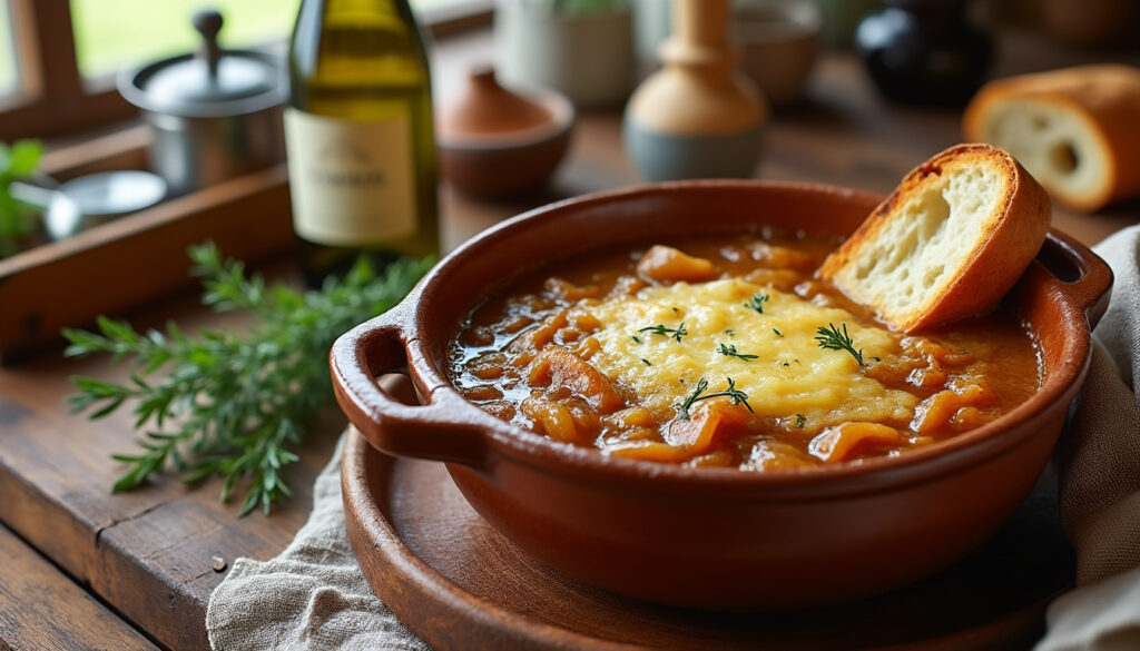 découvrez la recette traditionnelle et facile de la soupe à l'oignon grand-mère, un plat savoureux qui réchauffe les cœurs et les papilles.