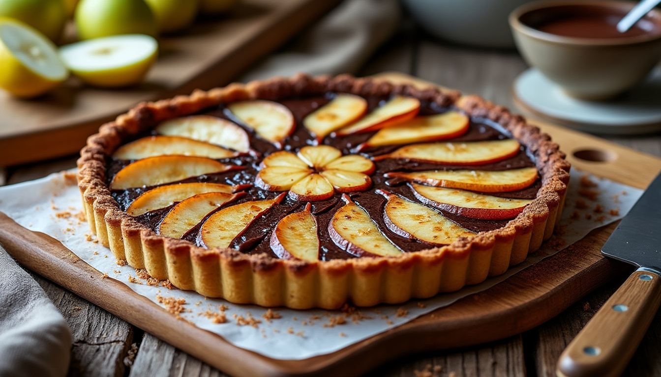 découvrez la recette facile et gourmande de la tarte poire chocolat de cyril lignac, alliant douceur des poires et richesse du chocolat pour un dessert irrésistible.