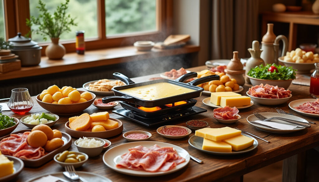 préparez une raclette pour 10 personnes sans rien oublier : quantités de fromage, charcuterie, pommes de terre et accompagnements dans une liste pratique.